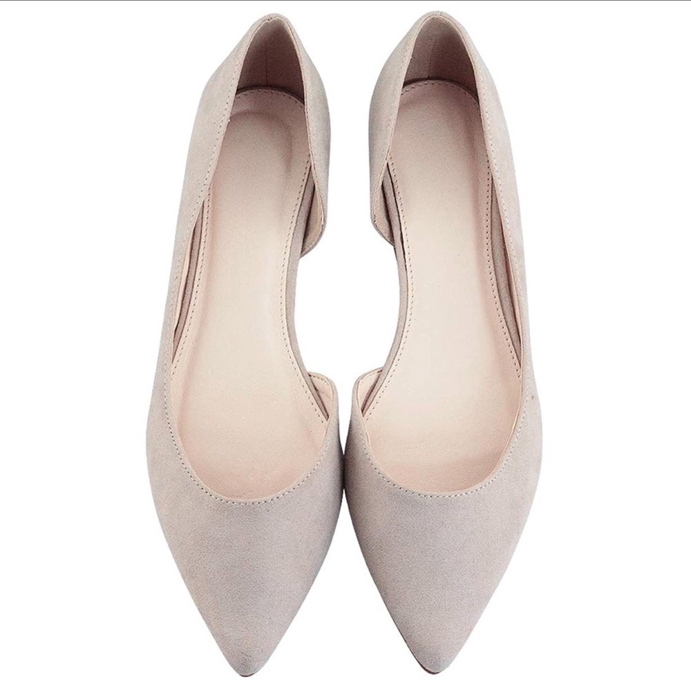 Faux Suede Ballet Flats Pointed Toe Slip On